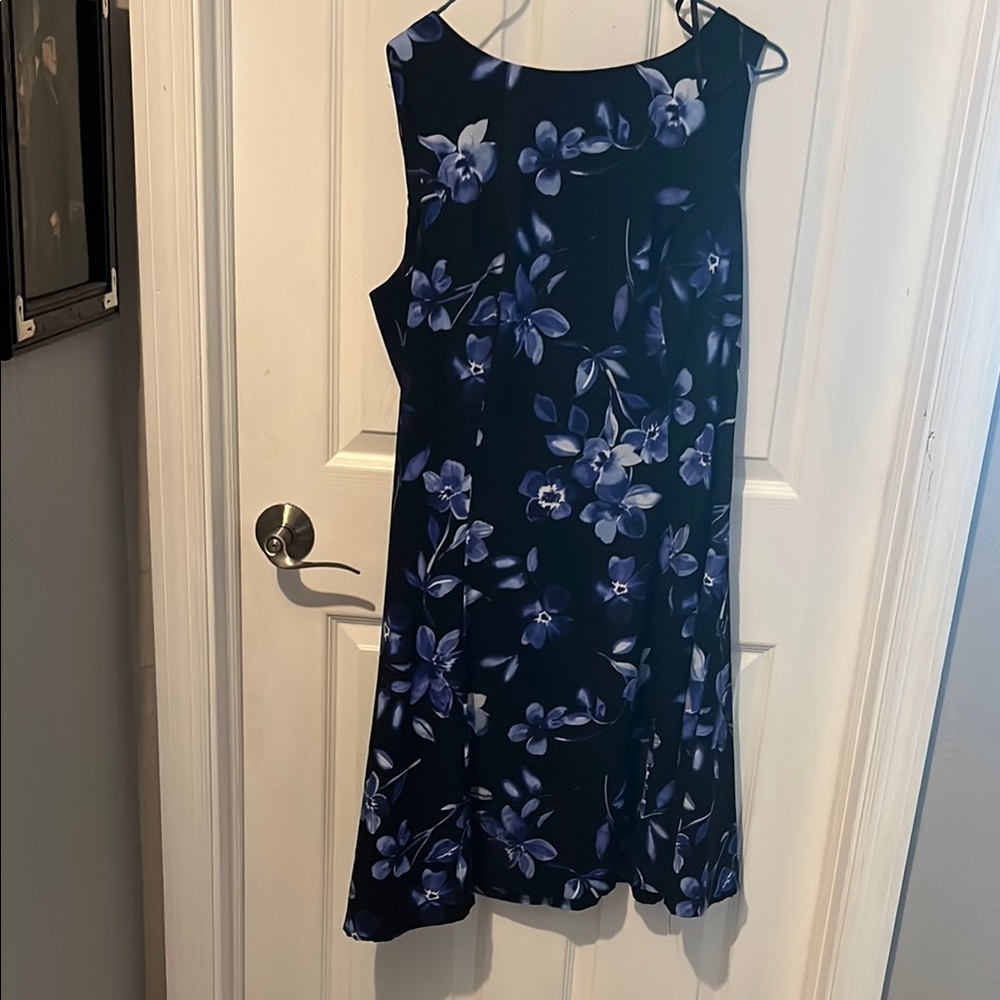 Blue Sleeveless A-Line Midi Dress for Cocktail